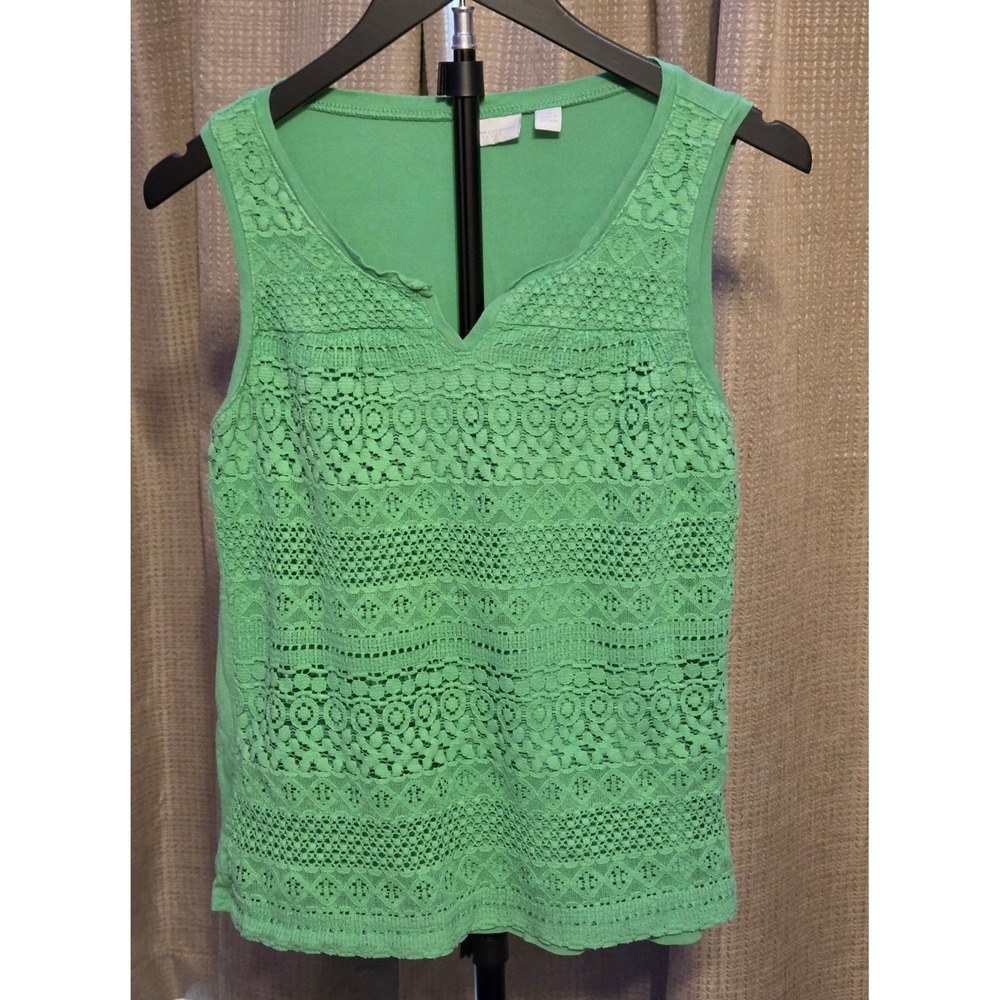 New York & Company Stretch Embroidered‎ Lace Tank Top Women's Size XS Green